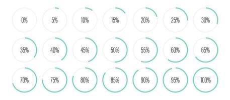 Set of circle percentage diagrams vector