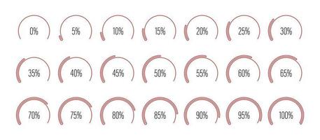 Set of circular sector arc percentage diagrams vector