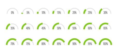 Set of semicircle arc percentage progress bar diagrams vector