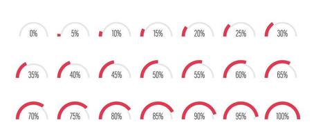 Set of semicircle arc percentage progress bar diagrams vector