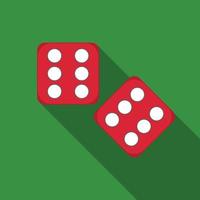 Flat design vector dice icon with long shadow