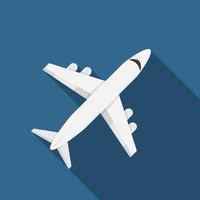 Flat design modern vector illustration of airplane icon with long shadow