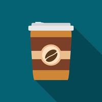 Flat design modern vector illustration of coffee icon with long shadow