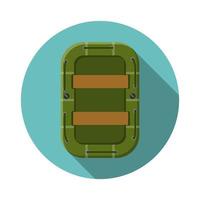 Flat design modern vector illustration of raft icon, camping, hiking and extreme sports equipment with long shadow