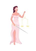 Goddess of justice flat color vector faceless character