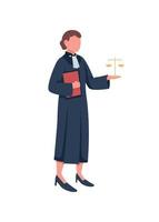 Female judge flat color vector faceless character