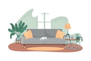 Modern living room 2D vector web banner
