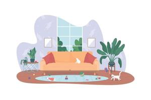 Living room with kids toys 2D vector web banner