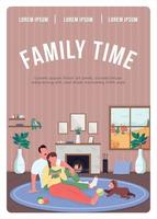 Family time poster flat vector template