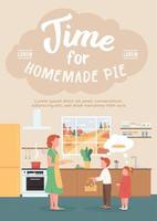 Time for homemade pie poster flat vector template