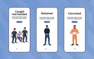 Catch criminals onboarding mobile app screen flat vector template