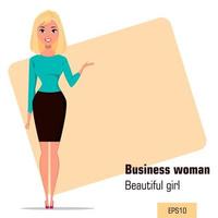 Young cartoon businesswoman wearing business style clothing vector