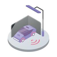 Car alarm system isometric color vector illustration