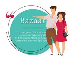 Bazaar buyers flat color vector character quote