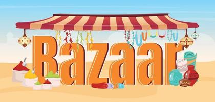 Bazaar word concepts flat color vector banner