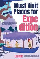 Must visit places for expedition magazine cover template vector