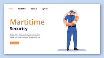 Maritime security landing page vector template