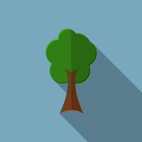 Flat design modern vector illustration of tree icon, with long shadow