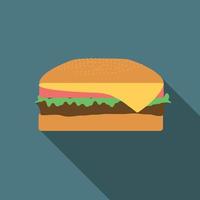 Flat design vector burger icon with long shadowFlat design vector vinyl record icon with long shadow