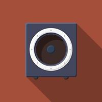 icono de altavoz de sonido de vector de diseño plano con sombra larga