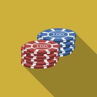 Flat design vector gambling chips icon with long shadow