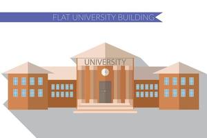 Flat design modern vector illustration of University building icon, with long shadow