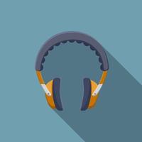 Flat design vector headphones icon with long shadow