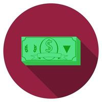 Flat design vector money icon with long shadow, isolated