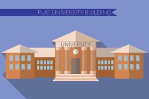 Flat design modern vector illustration of University building icon, with long shadow on color background