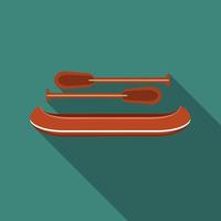 Flat design modern vector illustration of canoe icon, with long shadow