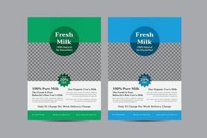 Cow and milk Flyer designs vector