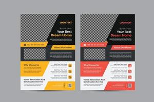 Construction a4 flyer design template vector