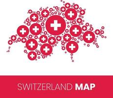 mapa de suiza lleno de círculos en forma de bandera vector