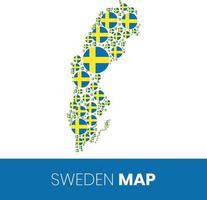 Sweden map filled with flag shaped circles vector