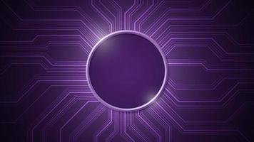 Electronic circuit design that leaves the center blank circled on a dark purple background vector