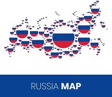 mapa de rusia lleno de círculos en forma de bandera vector