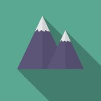 Flat design modern vector illustration of snow caped mountain icon, with long shadow