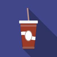 Flat design modern vector illustration of drink icon with long shadow