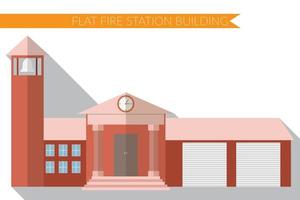 Flat design modern vector illustration of fire station building icon, with long shadow