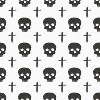 Skull and cross sumbol seamless pattern, hand drawn sketch vector illustration