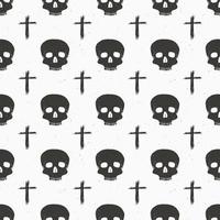 Skull and cross sumbol seamless pattern, hand drawn sketch vector illustration