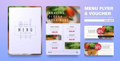 Menu flyer and voucher design template vector