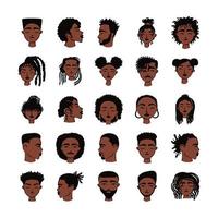 veinticinco personajes de avatares de personas étnicas afro vector