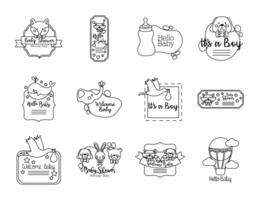 bundle of twelve baby shower set icons vector