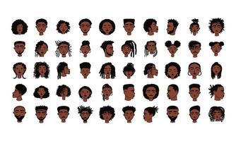 grupo de cincuenta personajes de avatares de personas étnicas afro vector