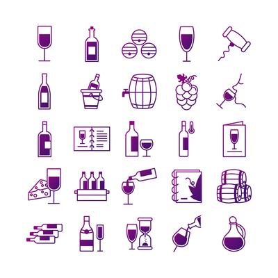 bundle of twenty five wine set icons