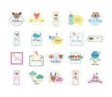 paquete de veinte baby shower set iconos de colección vector