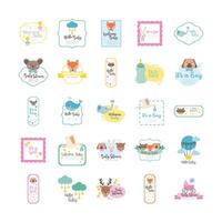 bundle of twenty five baby shower set collection icons vector