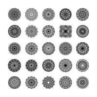 bundle of twenty five mandalas set icons vector