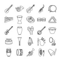 bundle of twenty five musical instruments set icons vector